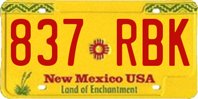 NM license plate 837RBK