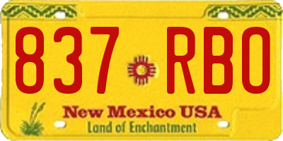NM license plate 837RBO