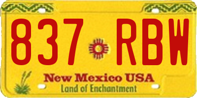 NM license plate 837RBW