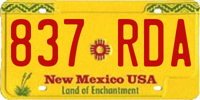 NM license plate 837RDA