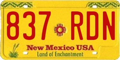 NM license plate 837RDN