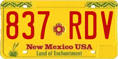 NM license plate 837RDV