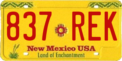 NM license plate 837REK
