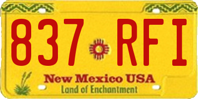 NM license plate 837RFI