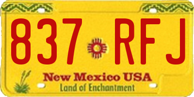 NM license plate 837RFJ