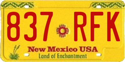 NM license plate 837RFK