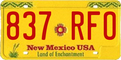 NM license plate 837RFO