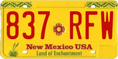 NM license plate 837RFW