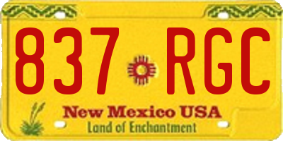 NM license plate 837RGC