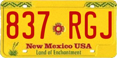 NM license plate 837RGJ