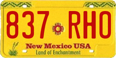 NM license plate 837RHO