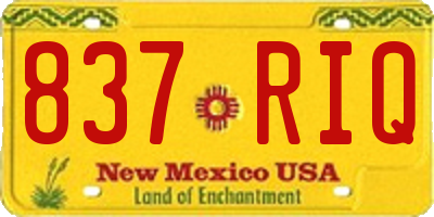 NM license plate 837RIQ