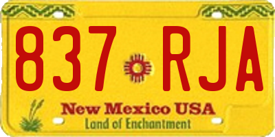 NM license plate 837RJA