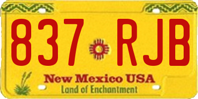 NM license plate 837RJB