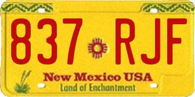 NM license plate 837RJF