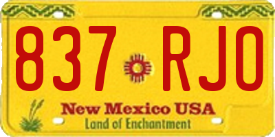 NM license plate 837RJO