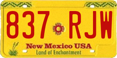 NM license plate 837RJW