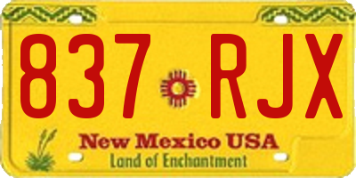 NM license plate 837RJX