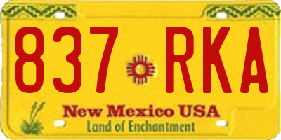 NM license plate 837RKA