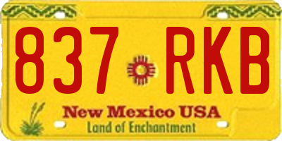 NM license plate 837RKB