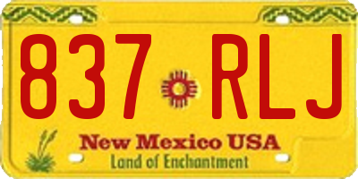 NM license plate 837RLJ