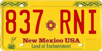 NM license plate 837RNI