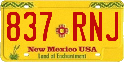 NM license plate 837RNJ