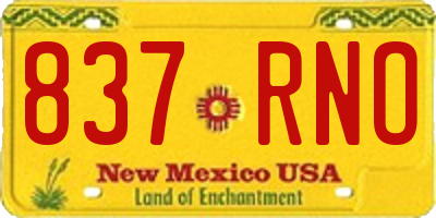 NM license plate 837RNO