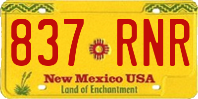 NM license plate 837RNR