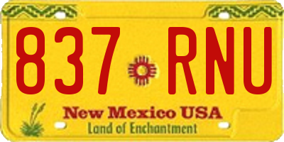 NM license plate 837RNU