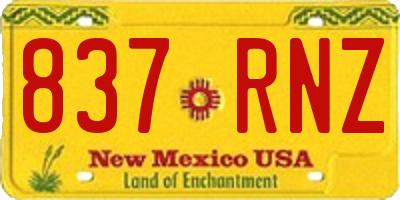 NM license plate 837RNZ