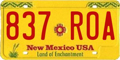 NM license plate 837ROA