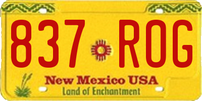 NM license plate 837ROG
