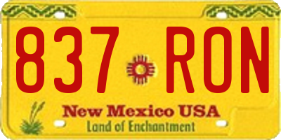 NM license plate 837RON