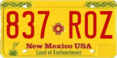 NM license plate 837ROZ