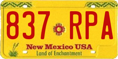 NM license plate 837RPA