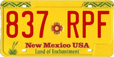 NM license plate 837RPF