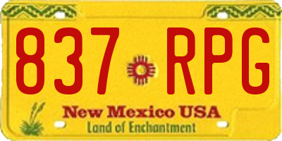 NM license plate 837RPG
