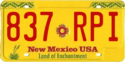 NM license plate 837RPI