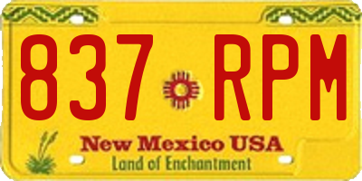 NM license plate 837RPM