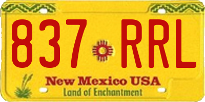 NM license plate 837RRL