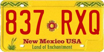 NM license plate 837RXQ