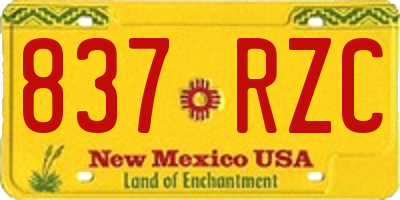 NM license plate 837RZC