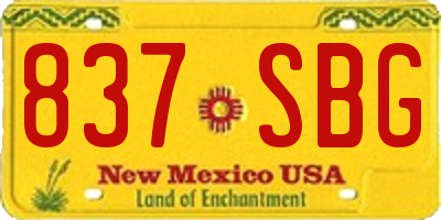NM license plate 837SBG