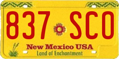 NM license plate 837SCO