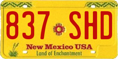 NM license plate 837SHD