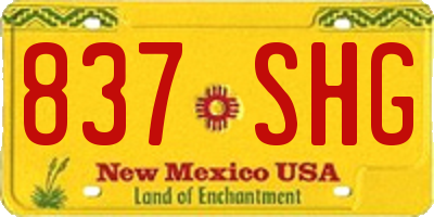 NM license plate 837SHG