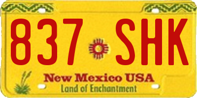 NM license plate 837SHK