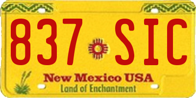 NM license plate 837SIC