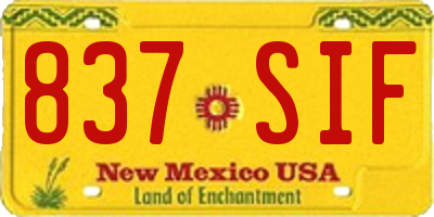 NM license plate 837SIF